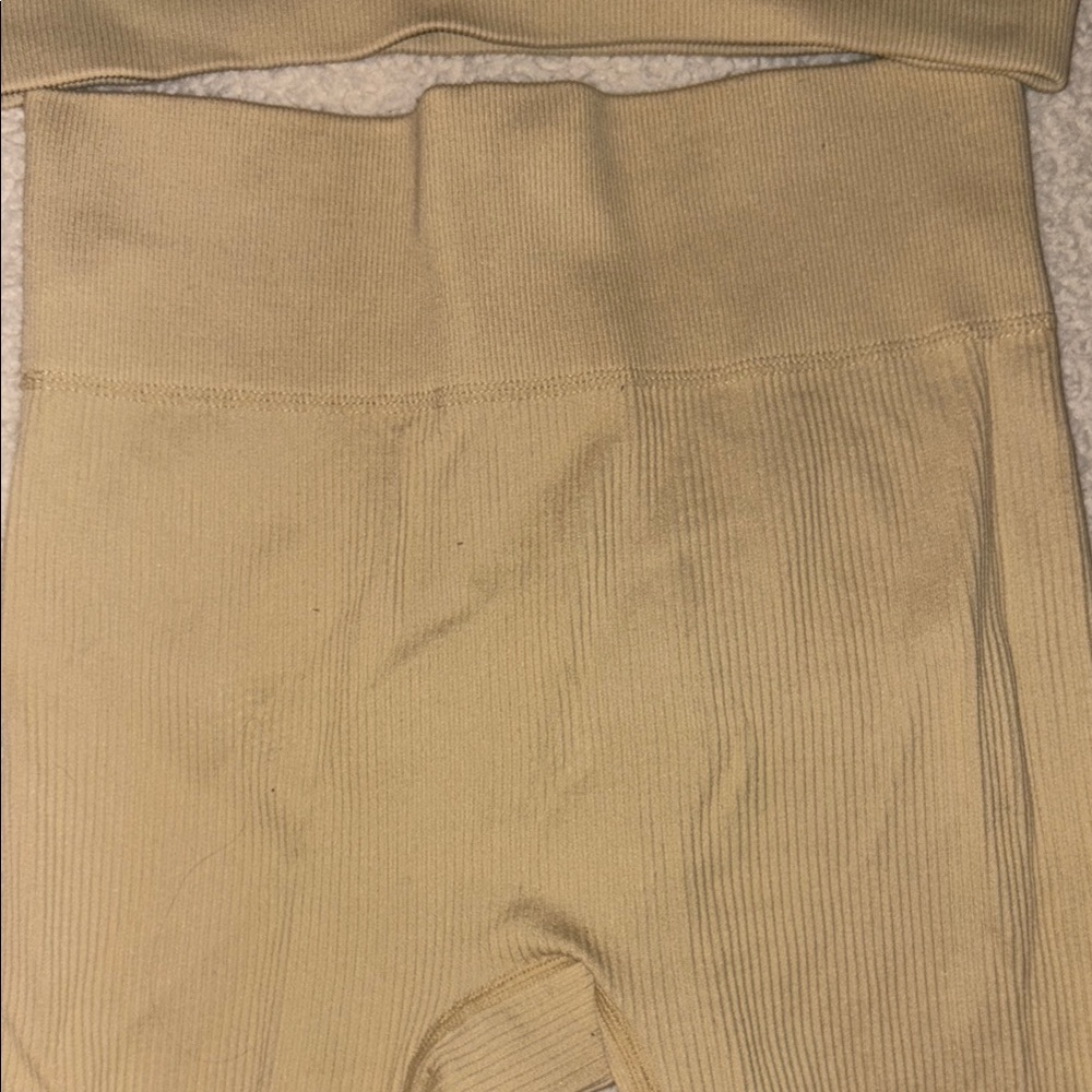 Tan Ribbed Bra Biker Short Set - Picture 5 of 5
